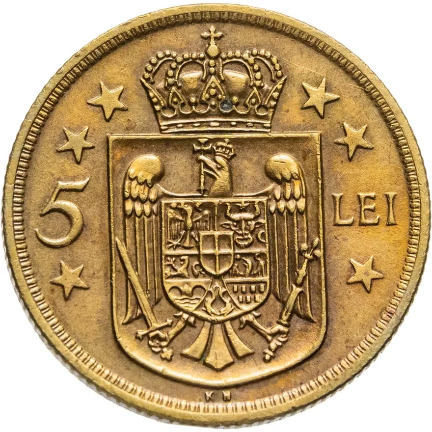 Румыния 5 леев (lei) 1930 KN  знак монетного двора: "KN" - Бирмингем, Kings Norton, реверс