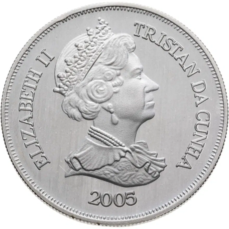 Тристан-да-кунья  1 крона (crown) 2005 "60 лет Победе - самолет, корабль, танк", реверс
