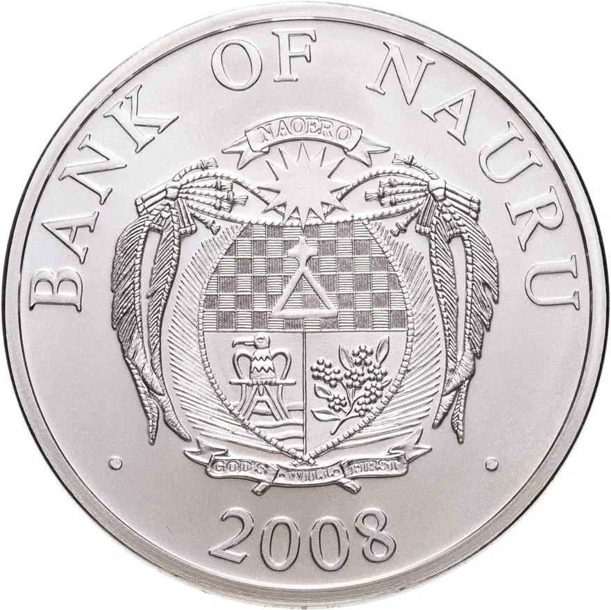 Науру 10 долларов (dollars) 2008  Счастливого нового года и Рождества /снегурочка/, реверс