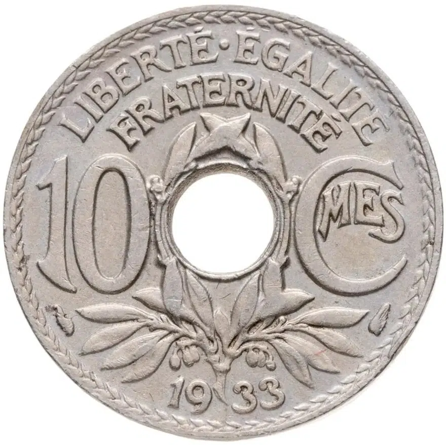 Франция 10 сантимов (centimes) 1933, аверс