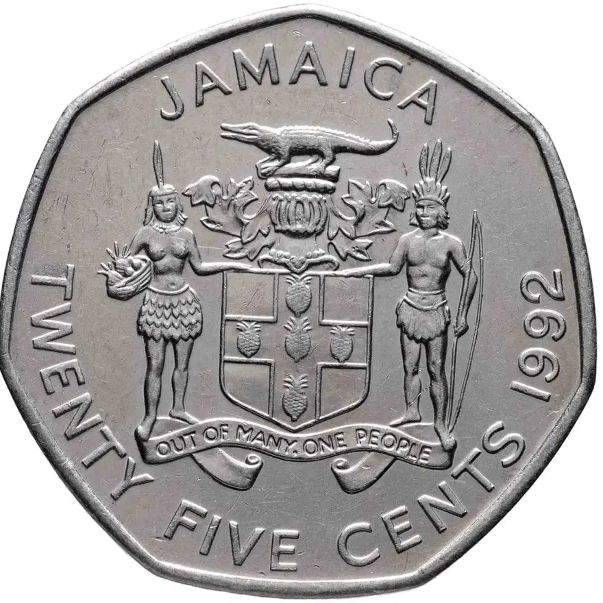 Ямайка 25 центов (cents) 1992, реверс