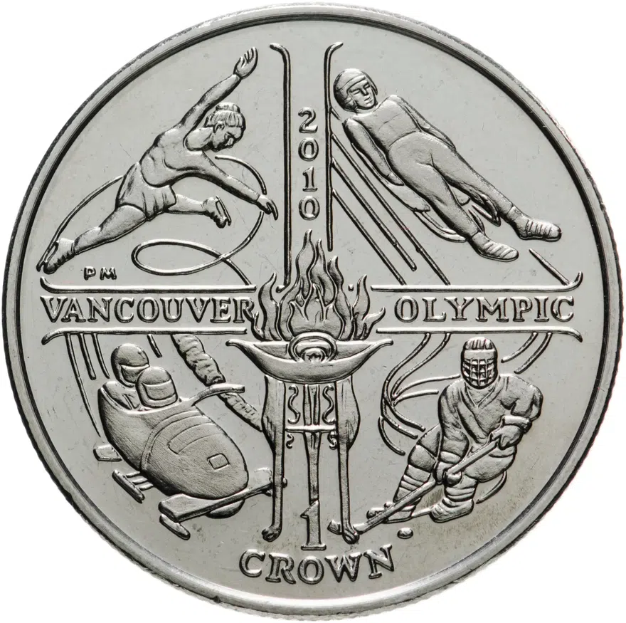 Остров Мэн 1 крона (crown) 2009  XXI зимние Олимпийские Игры, Ванкувер 2010 - спорт на снегу, аверс