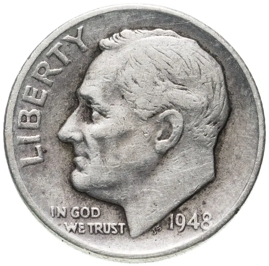 США 10 центов (one dime) 1948, аверс