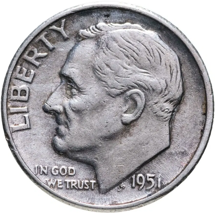 США 10 центов (дайм, one dime) 1951, аверс