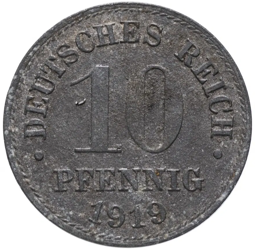 Германия 10 пфеннигов (pfennig) 1919, реверс