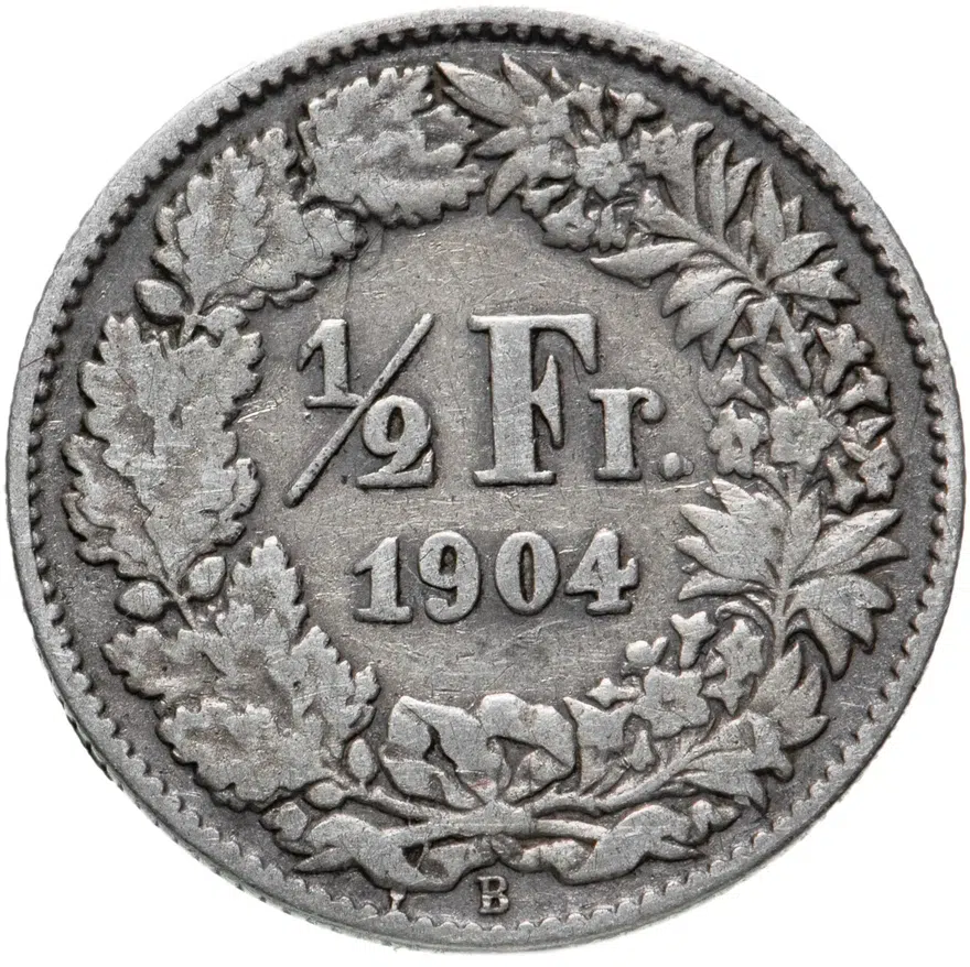 Швейцария 1/2 франка (franc) 1904, реверс