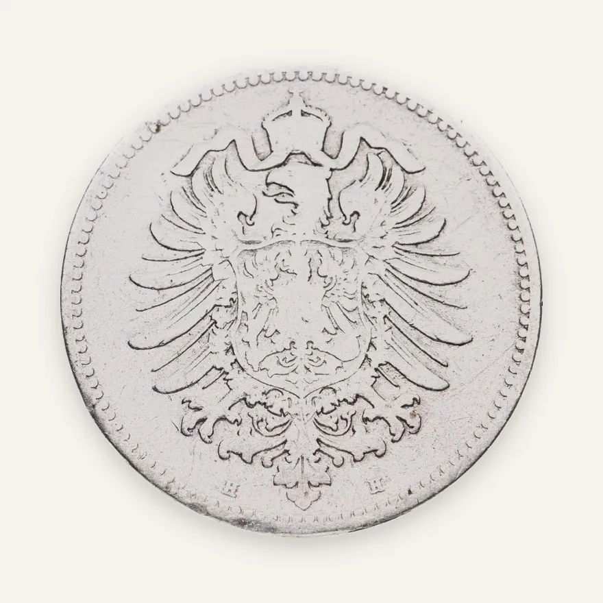 Германия 1 марка 1874, знак монетного двора: "H" - Дармштадт, реверс