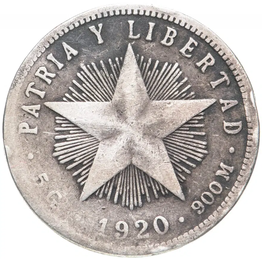 Куба 20 сентаво (centavos) 1920, аверс
