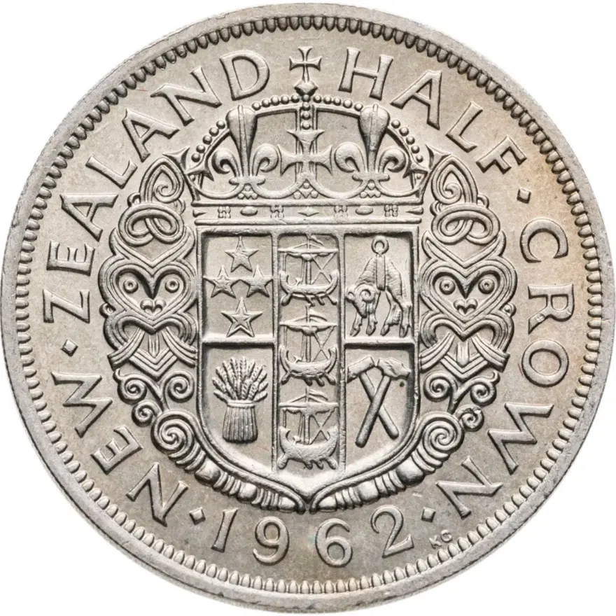 Новая Зеландия 1/2 кроны  (half crown) 1962