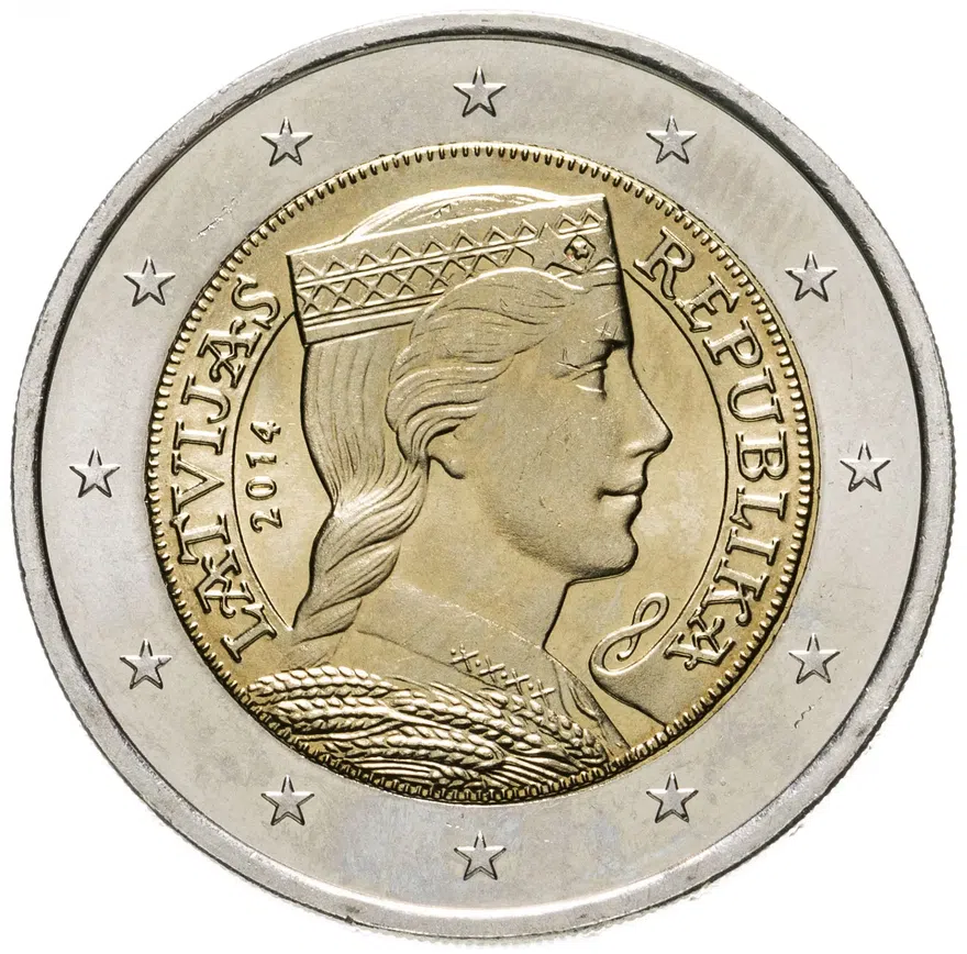 Латвия 2 евро 2014, аверс