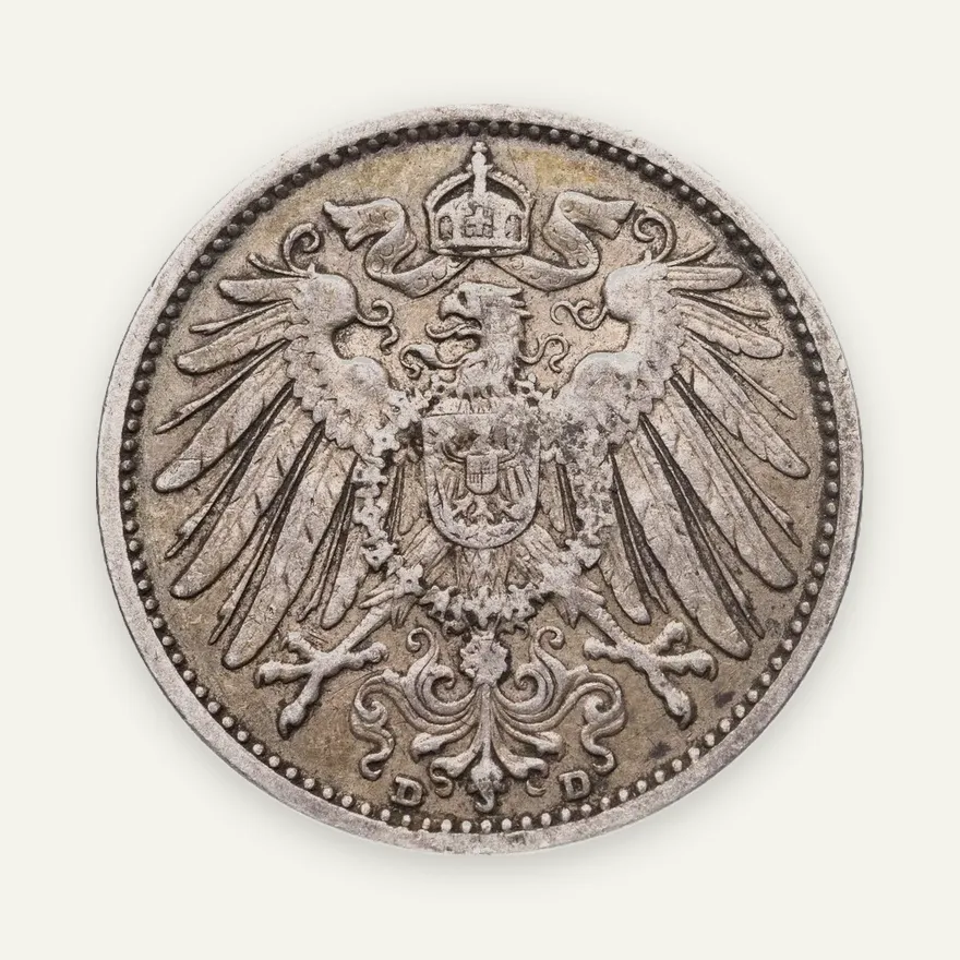Германия 1 марка (mark) 1906 D  знак монетного двора: "D" - Мюнхен, реверс