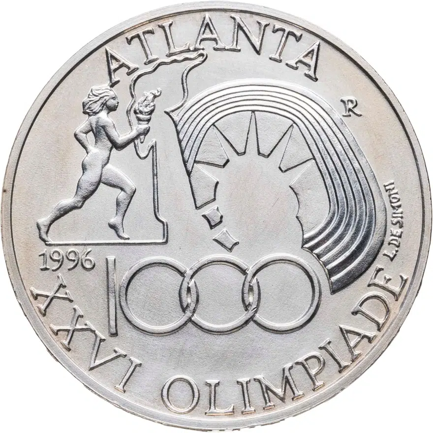 Италия 1000 лир (lira) 1996 Игры XXVI летней Олимпиады Атланта-1996, реверс