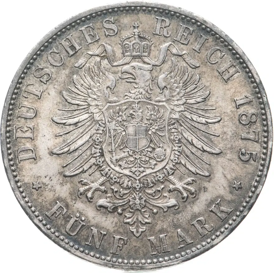 Германия (Империя) 5 марок (mark) 1875, реверс
