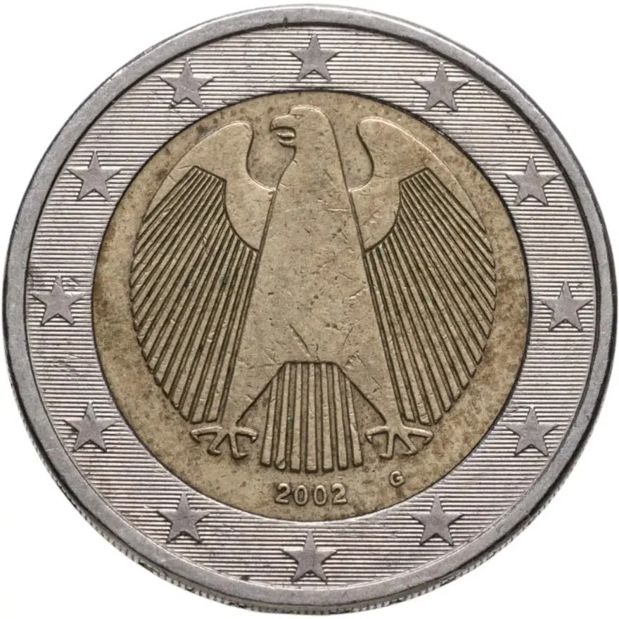 Германия 2 евро (euro) 2002 G  знак монетного двора: "G" - Карлсруэ, реверс