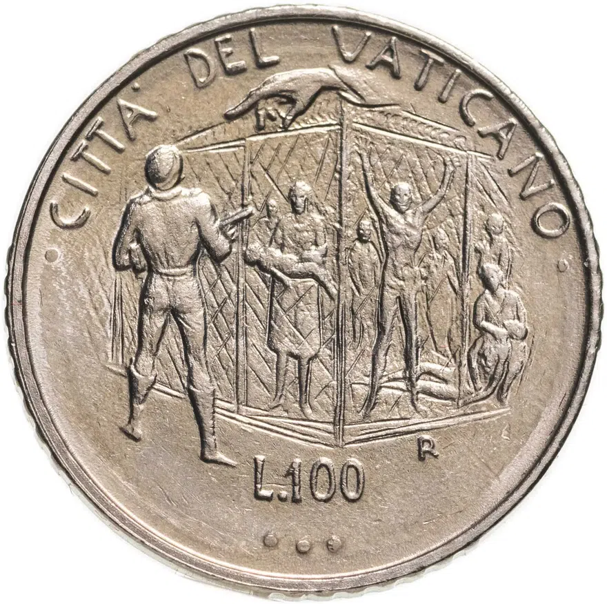 Ватикан 100 лир (lire) 1995, реверс