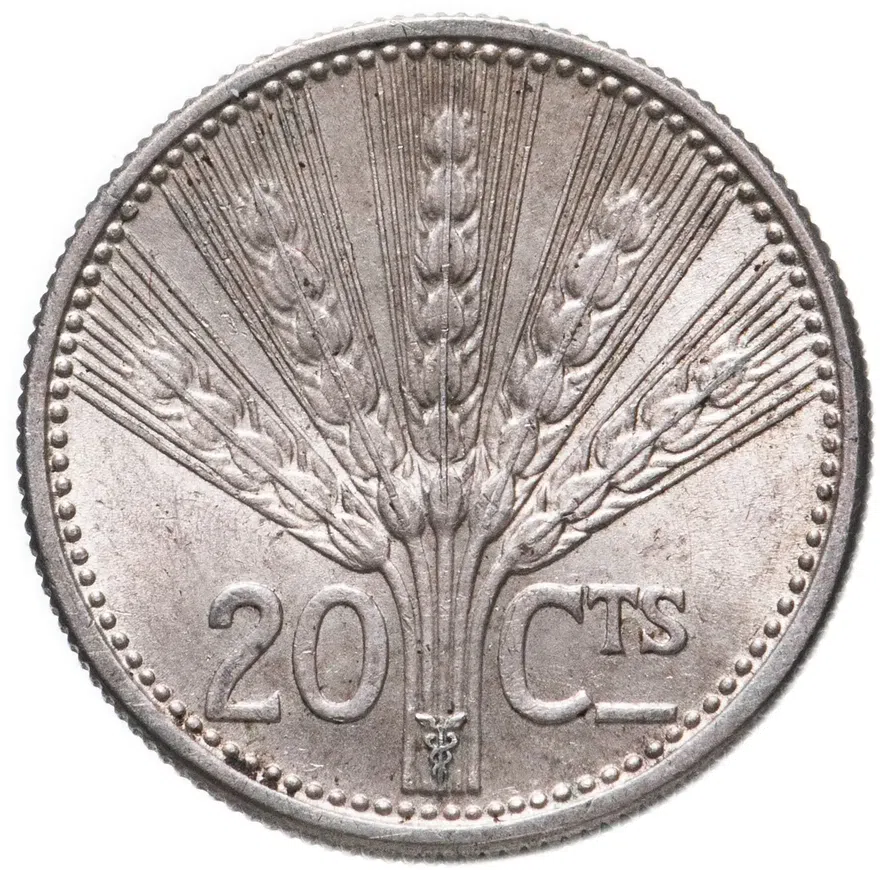Уругвай 20 сентесимо (centesimos) 1954, реверс