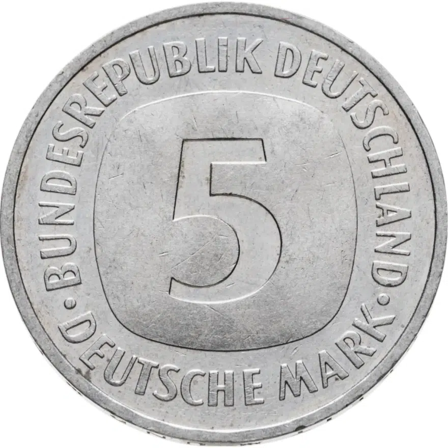 Германия 5 марок 1990 отметка монетного двора "D" - Мюнхен, аверс