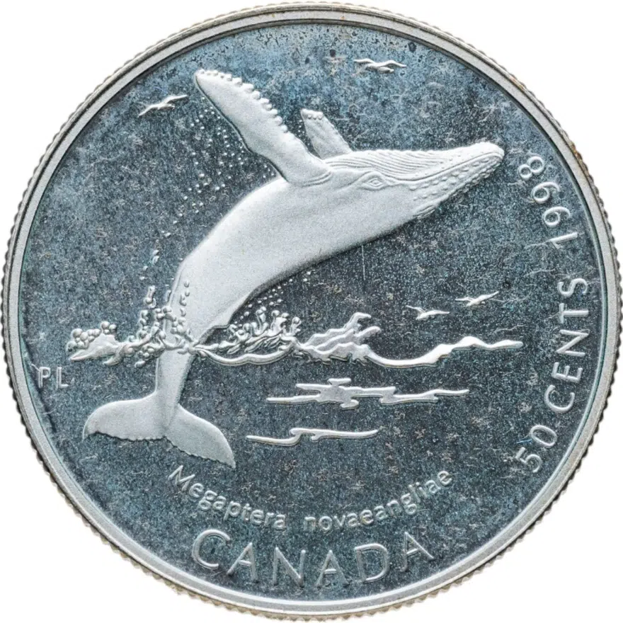 Канада 50 центов (cents) 1998 "Гиганты океана - Голубой кит", аверс