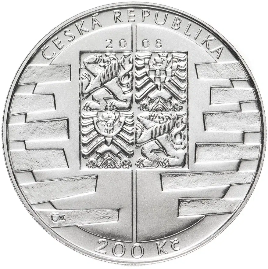 Чехия 200 крон (korun) 2008  Вступление Чехии в Шенгенскую зону, реверс