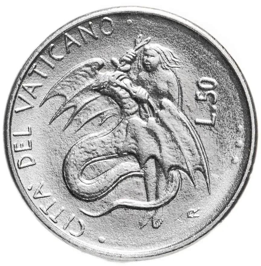 Ватикан 50 лир (lire) 1995, реверс