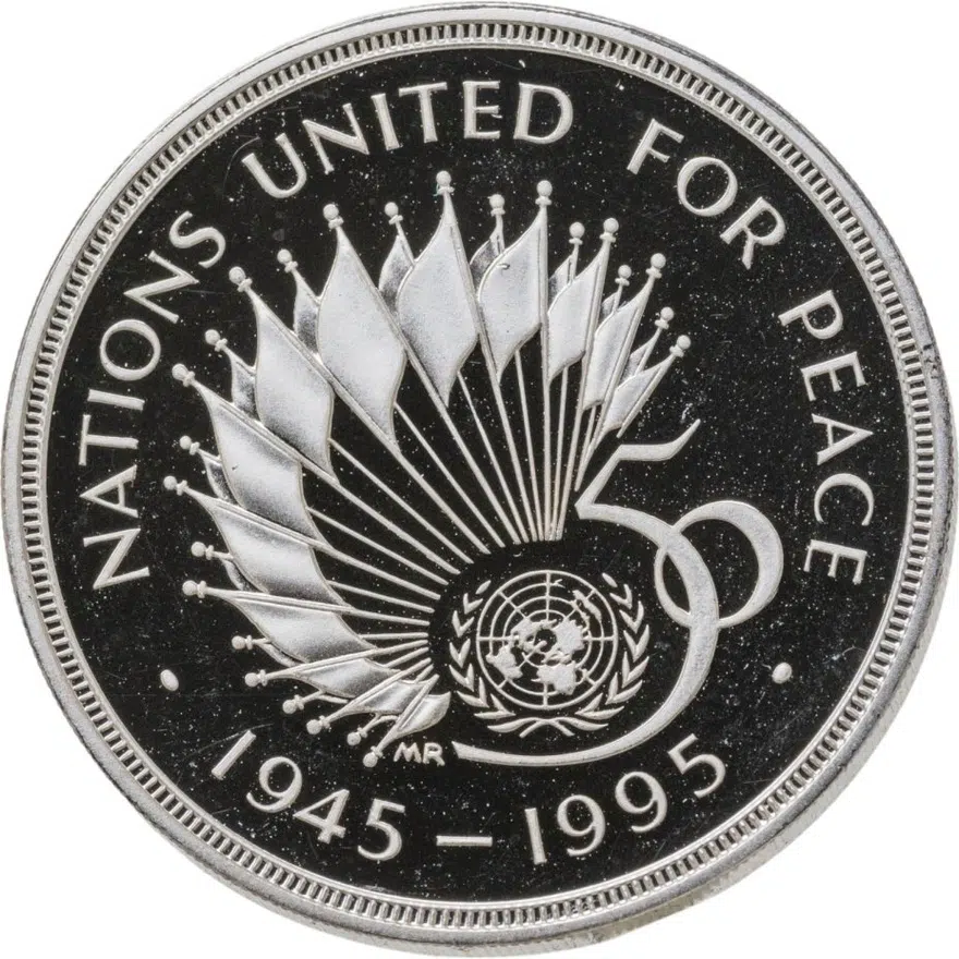 Великобритания 2 фунта (pounds) 1995 Proof 50 лет Организации Объединенных Наций