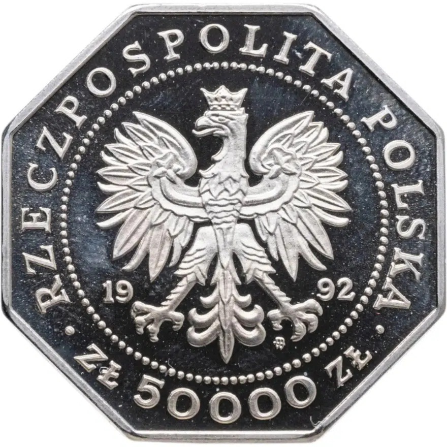Польша 50000 злотых (zlotych) 1992  200 лет ордену Виртути Милитари, аверс