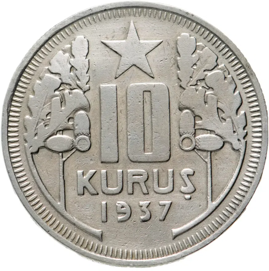 Турция 10 курушей (kurus) 1937, аверс
