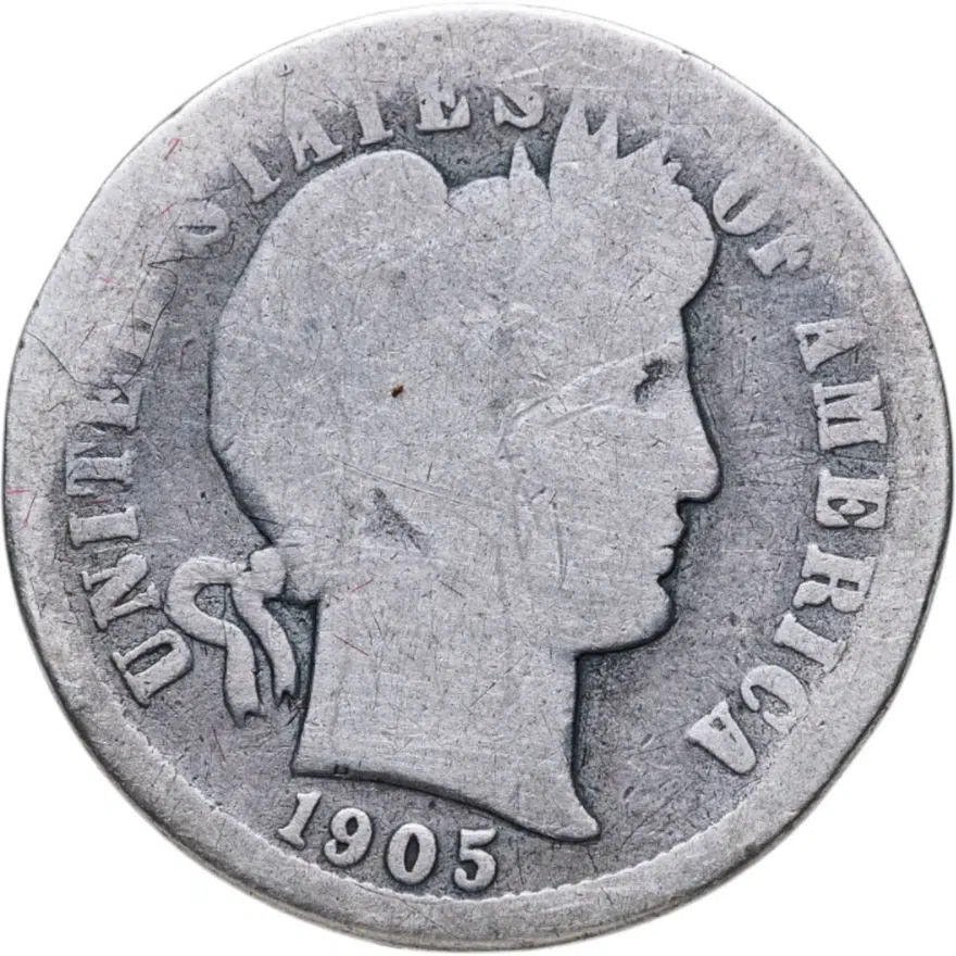 США 10 центов (дайм, one dime) 1905  Barber Dime Без отметки монетного двора