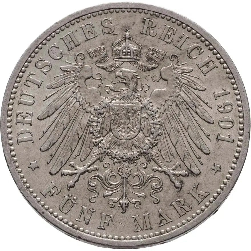Германия (Империя) 5 марок (mark) 1901  200 лет Пруссии, реверс