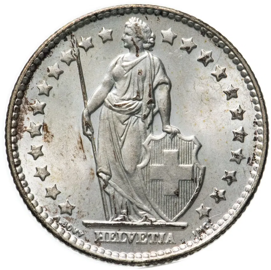 Швейцария 1 франк (franc) 1961, реверс