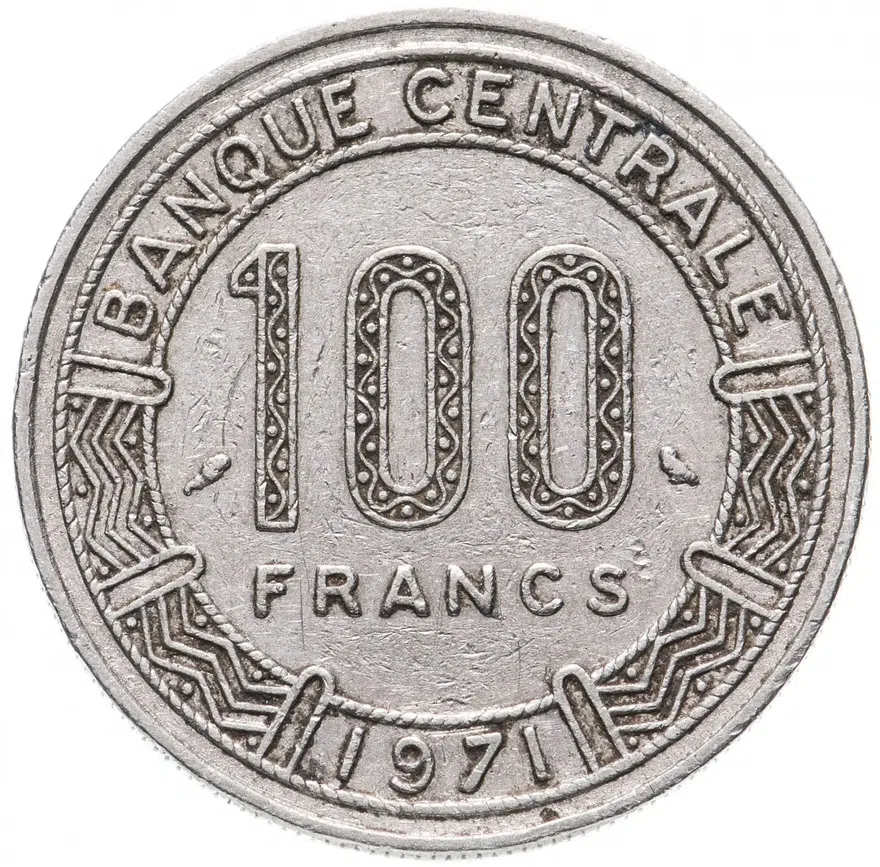 Камерун 100 франков (francs) 1971, реверс