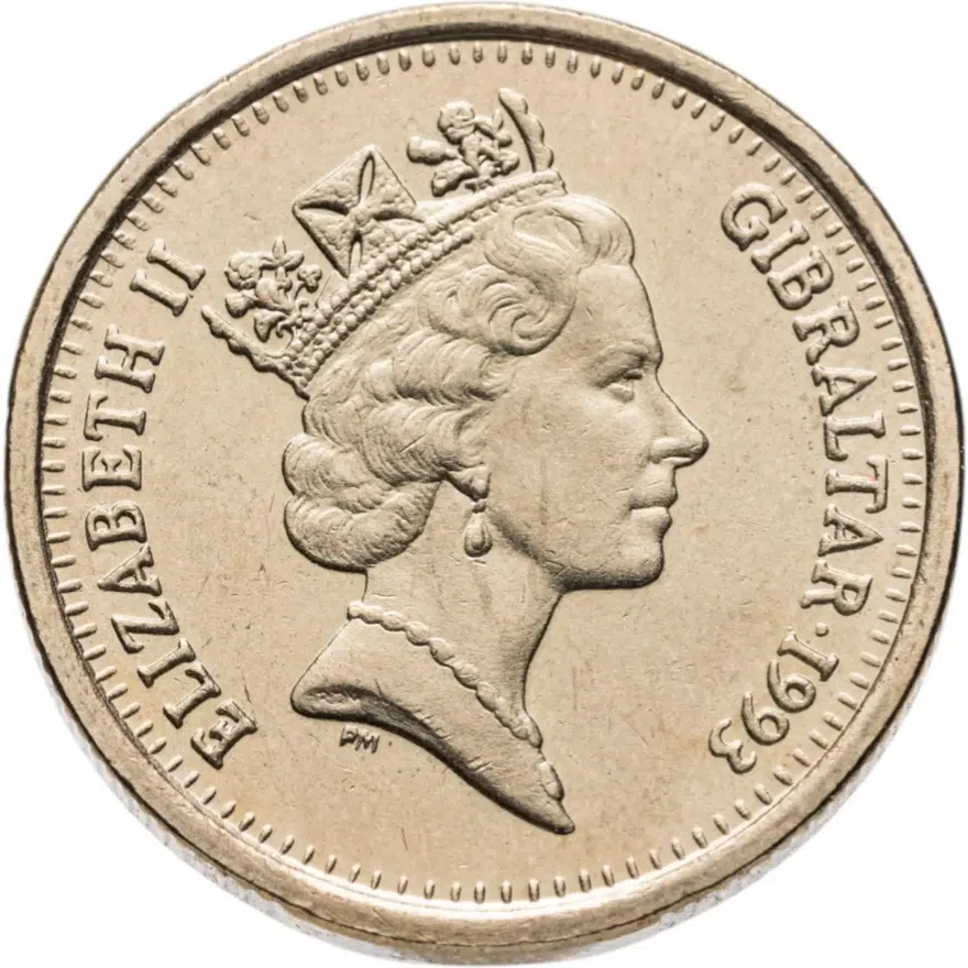 Гибралтар 1 фунт (pound) 1993 Референдум 1967 года, реверс