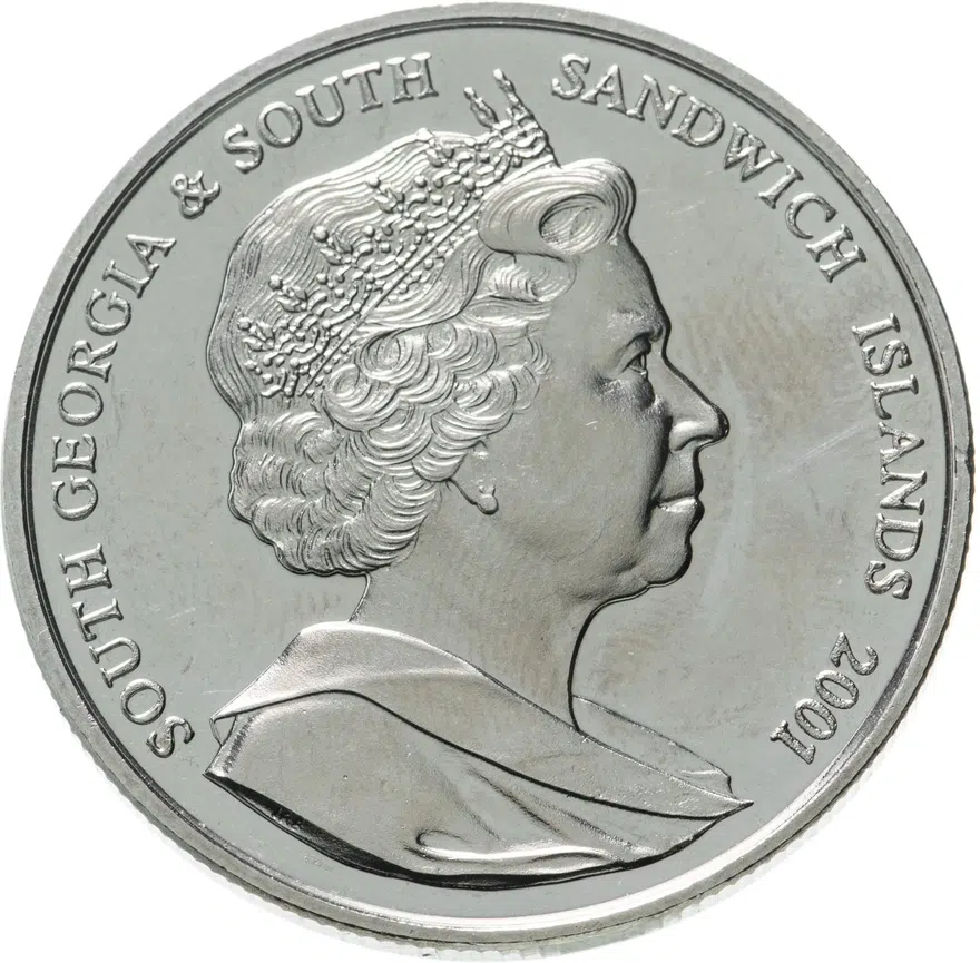 Южная Георгия 2 фунта (pounds) 2001  Сэр Эрнест Генри Шеклтон, реверс