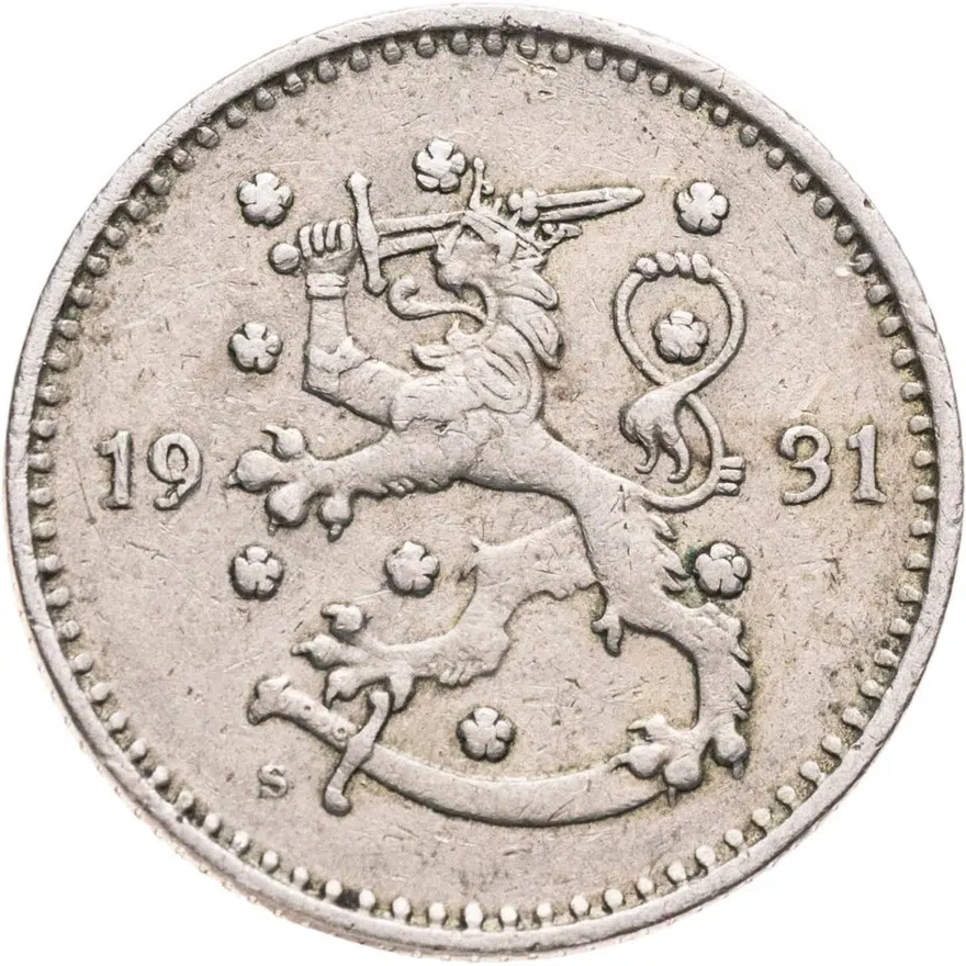 Финляндия 1 марка (markka) 1931, реверс