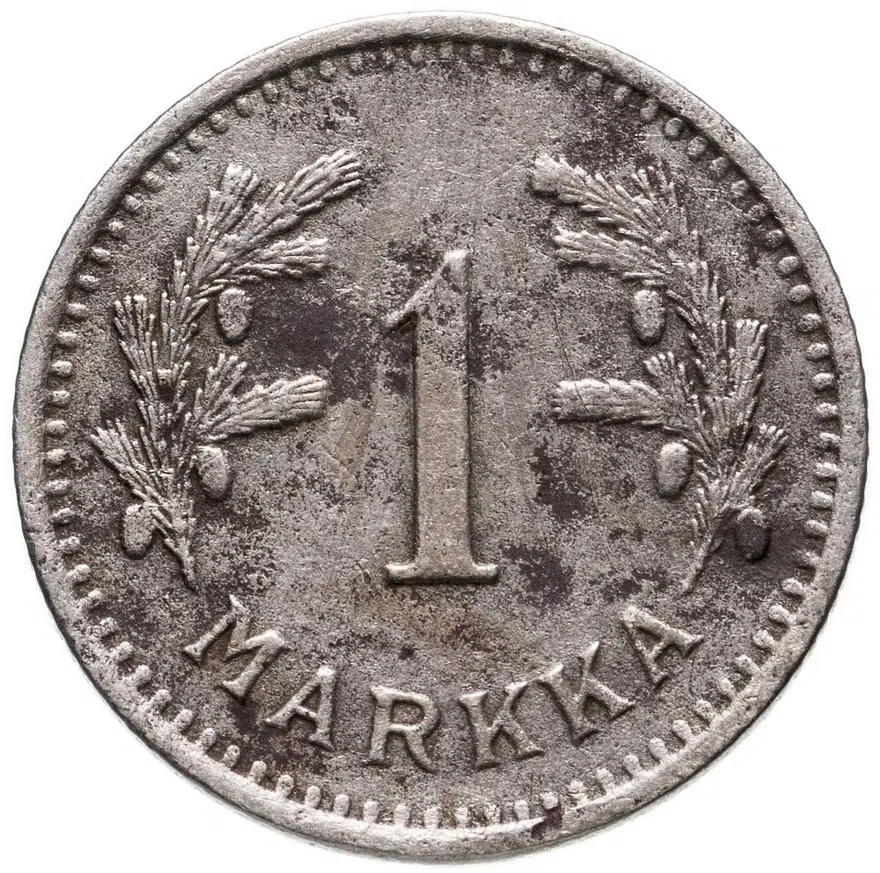 Финляндия 1 марка (markka) 1940  Медно-никелевый сплав /серый цвет/