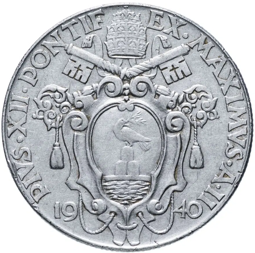 Ватикан 2 лиры (lire) 1940, аверс
