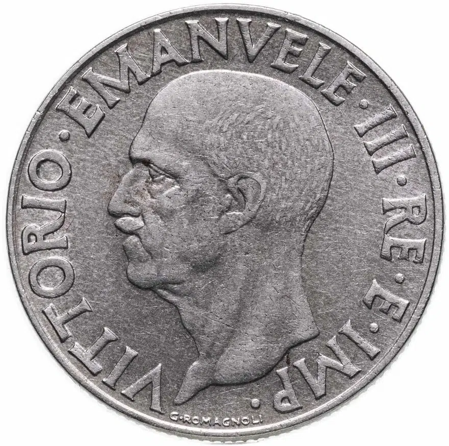 Италия 1 лира (lira) 1940  Не магнетик, аверс