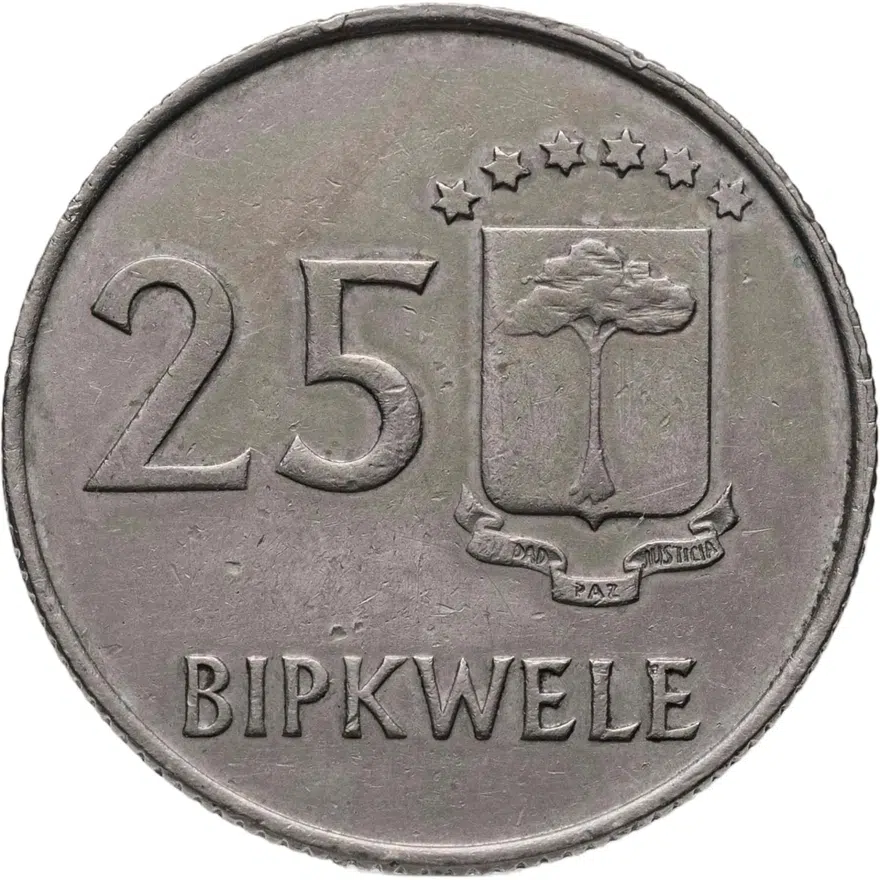 Экваториальная Гвинея 25 биквеле (bipkwele) 1980, реверс