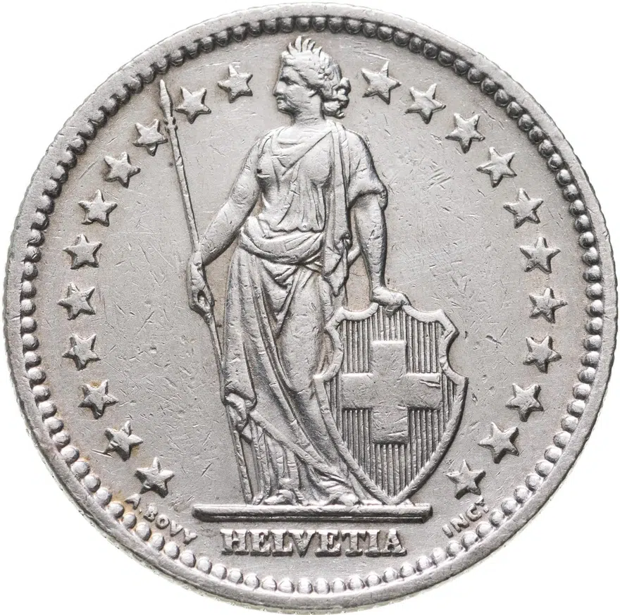 Швейцария 2 франка (franc) 1946