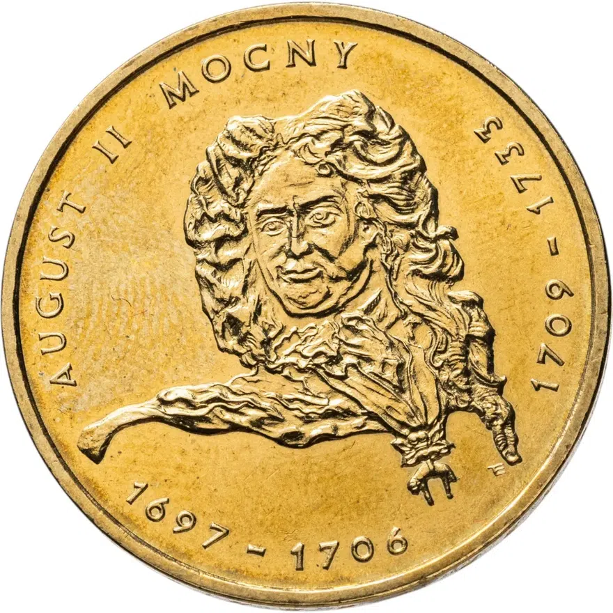 Польша 2 злотых 2002 Польские Короли - Август II Сильный, аверс