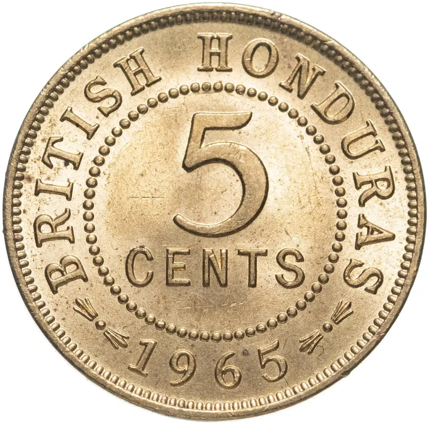 Британский Гондурас 5 центов (cents) 1965