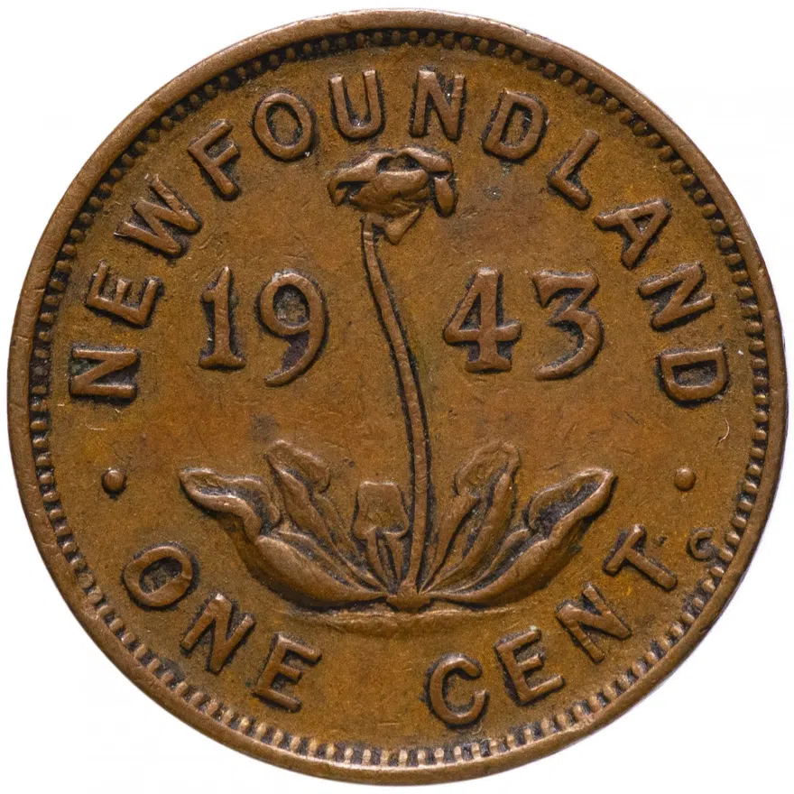 Канада, Ньюфаундленд 1 цент (cent) 1943, аверс