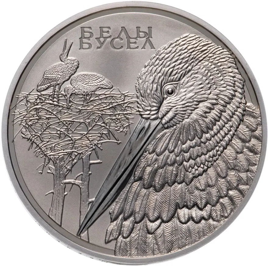 Беларусь 1 рубль 2009 "Животный мир стран ЕврАзЭС - Белый аист", аверс