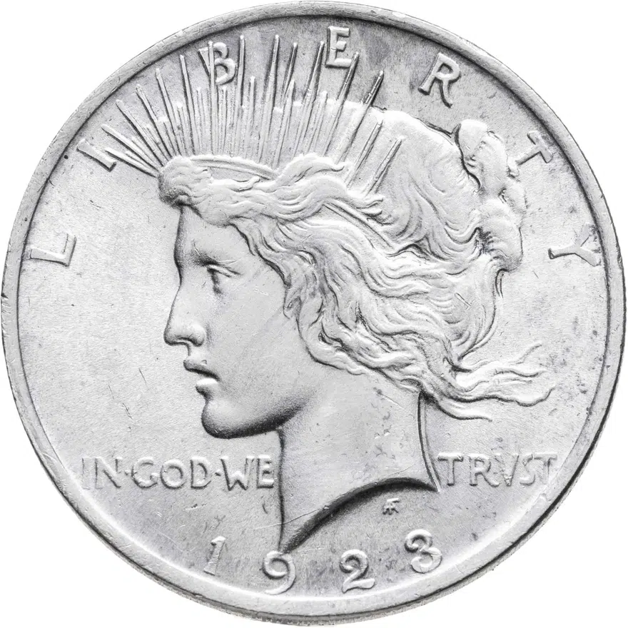 США 1 доллар (dollar) 1923  Peace Dollar (Мирный доллар) без обозначения монетного двора