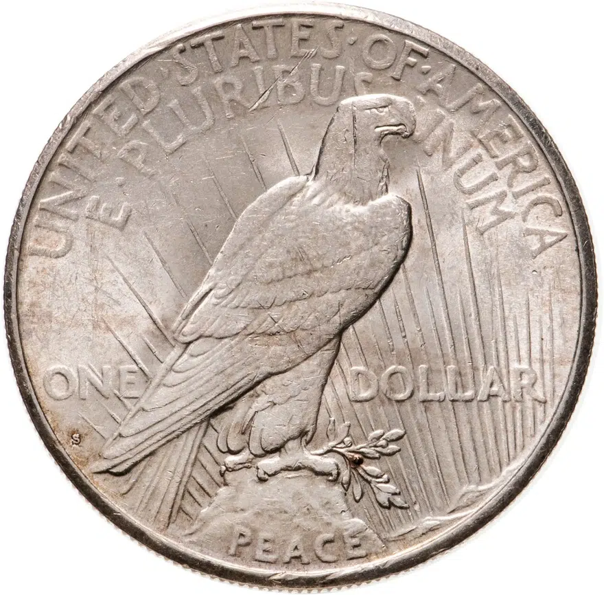 США 1 доллар (dollar) 1924 S Peace Dollar (Мирный доллар) знак монетного двора "S" - Сан-Франциско, реверс