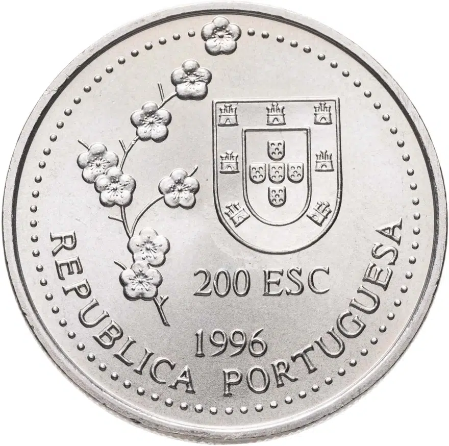 Португалия 200 эскудо (escudos) 1996 "Путешествие на Тайвань в 1582 году", реверс