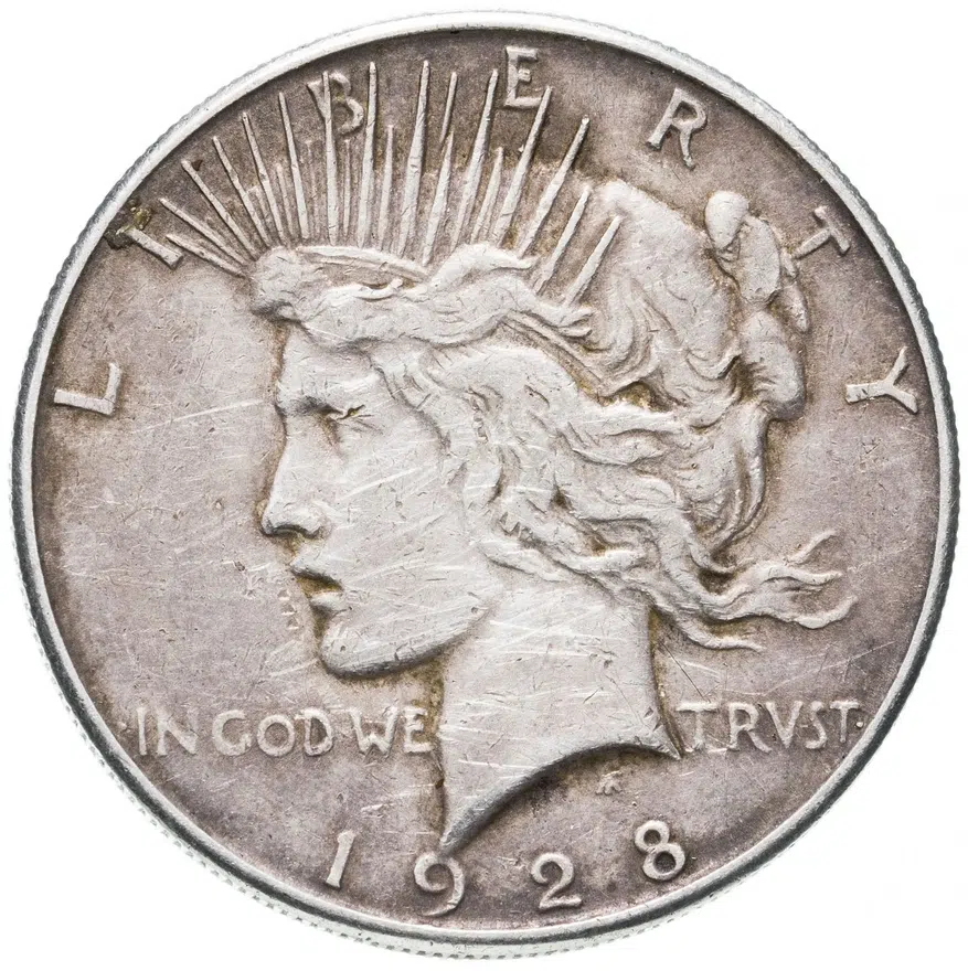США 1 доллар (dollar) 1928 S Peace Dollar (Мирный доллар) знак монетного двора "S" - Сан-Франциско