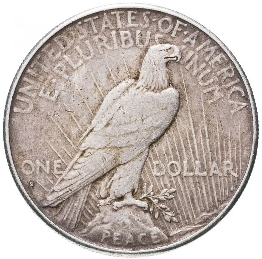 США 1 доллар (dollar) 1928 S Peace Dollar (Мирный доллар) знак монетного двора "S" - Сан-Франциско, реверс