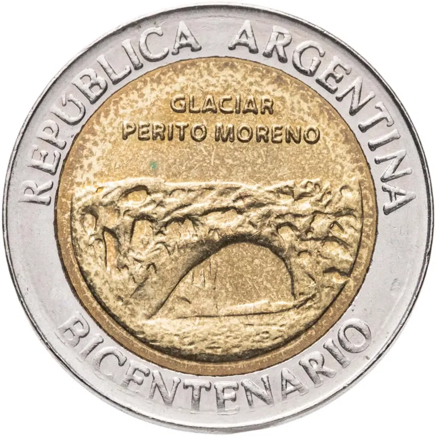 Аргентина 1 песо (peso) 2010  200 лет Аргентине - ледник Перито-Морено, реверс