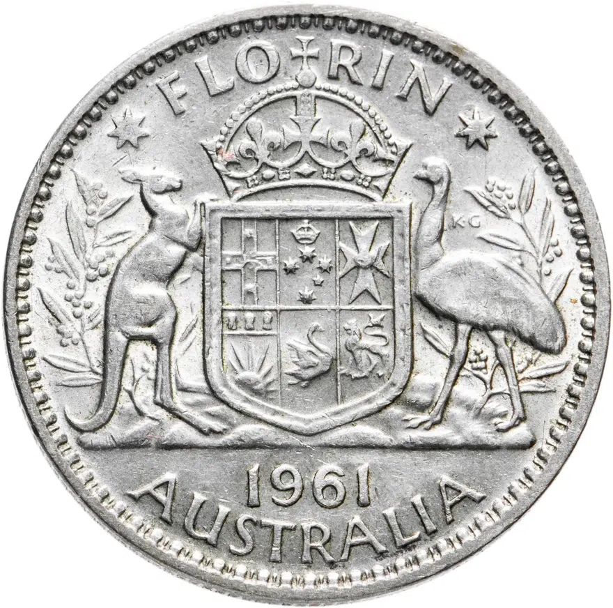 Австралия 2 шиллинга (флорин, shillings) 1960, аверс
